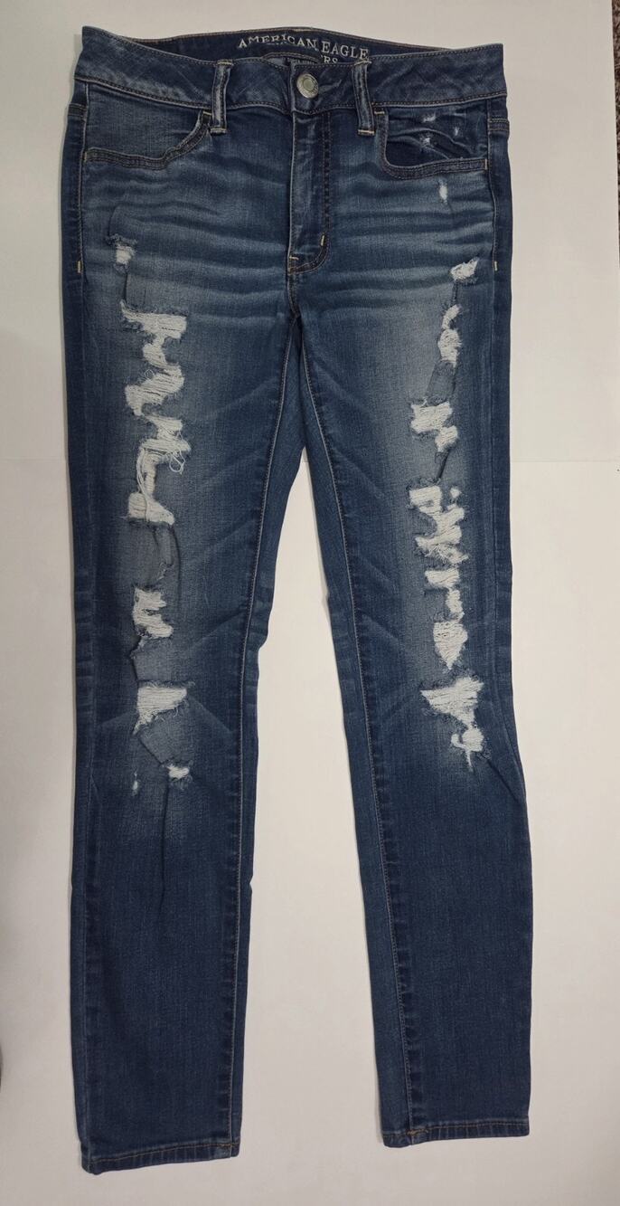 American Eagle Jeggings Super Stretch Womens Size 6 Distressed Low-Rise